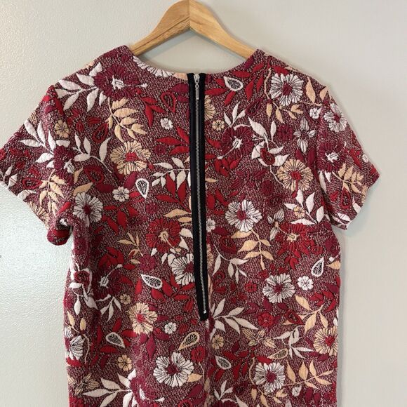 Bar By Melis Kozan Textured Tunic Top Red Floral Zip Back Short Sleeves … - Picture 7 of 8
